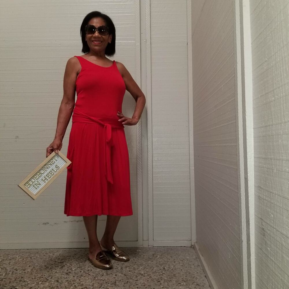MNG By Mango Red Belted Dress Size Medium